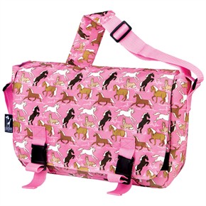 Kids Messenger Bags, Horses in Pink Kids Messenger Bag